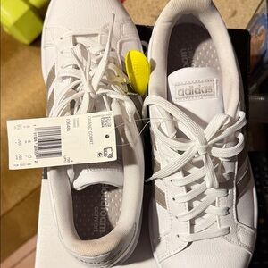 Adidas Women's Grand Court White and Gray Sneakers